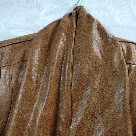 Skies Are Blue Faux Leather Open Front Waterfall Jacket Size S - Picture 2 of 6